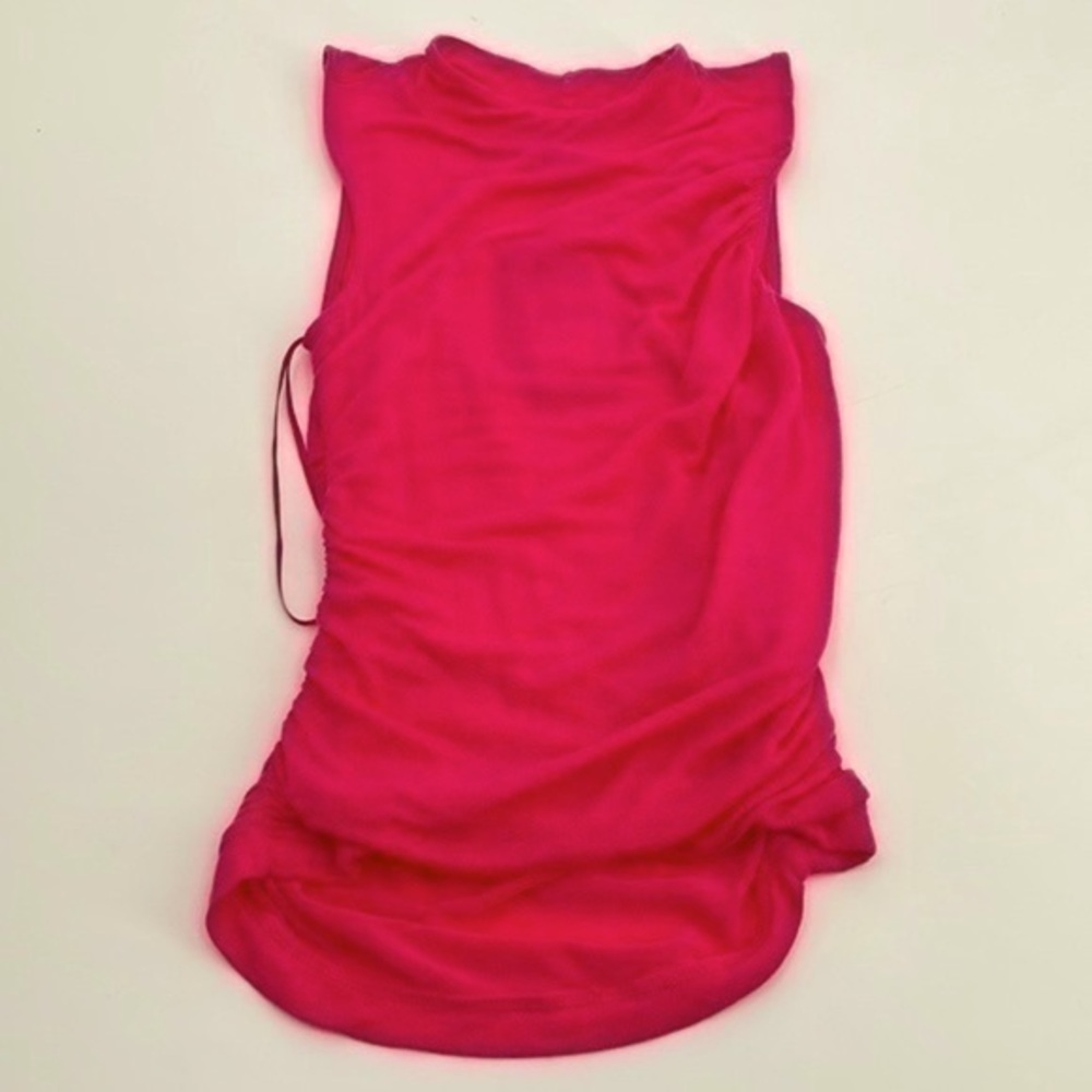 NWT Guess hot pink high neckline sleeveless asymmetrical blouse XS